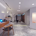Modern Living Room Interior Design With Curved Walls White Lines TV And Coffee Table