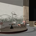 Modern Sofa Coffee Table Combination Curved Casual Card Seat Sofa 3d model