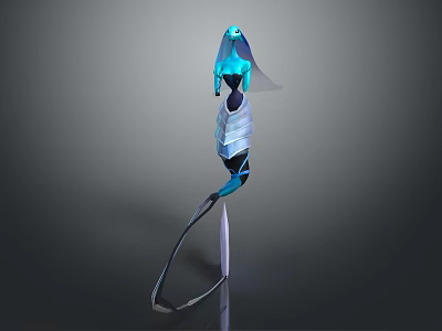 Futuristic Blue And Silver Game Movie Character With Streamlined Humanoid Design Glowing Accents Detailed Armor 3d model