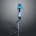 Futuristic Blue And Silver Game Movie Character With Streamlined Humanoid Design Glowing Accents Detailed Armor