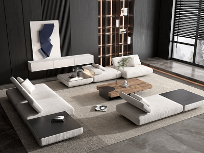 Modern sofa coffee table combination 3d model