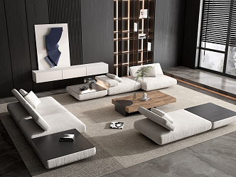 Modern sofa coffee table combination 3d model