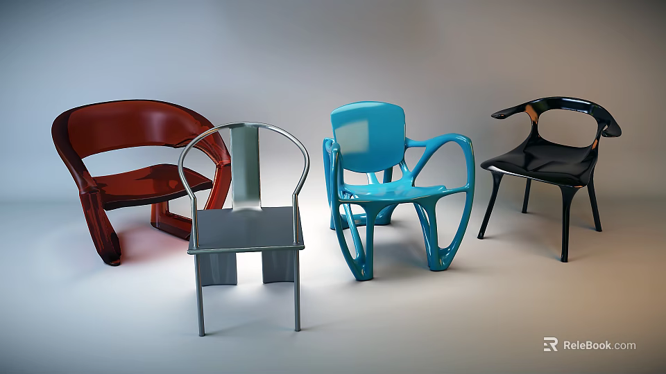 Modern Single Chairs With Stylish Designs And Various Color Options 3d model 