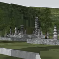 Traditional Ancient Pagoda Standing Among Green Trees And Historic Stone Structures