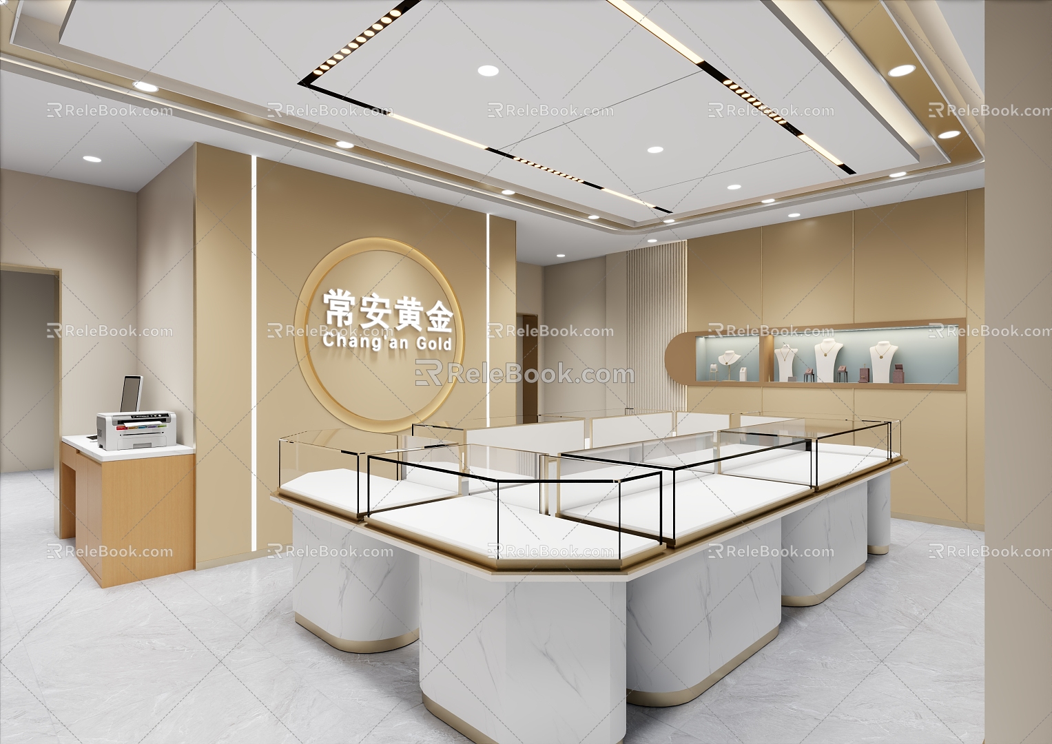 Light Luxury Jewelry Store Counter Jewelry Gold Jewelry model