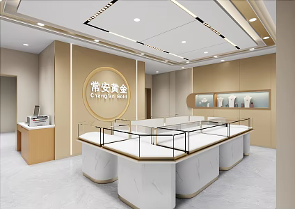 Light Luxury Jewelry Store Counter Jewelry Gold Jewelry 3d model
