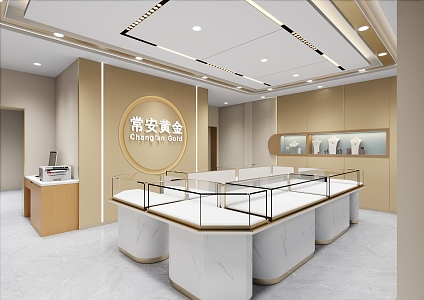 Light Luxury Jewelry Store Counter Jewelry Gold Jewelry 3d model