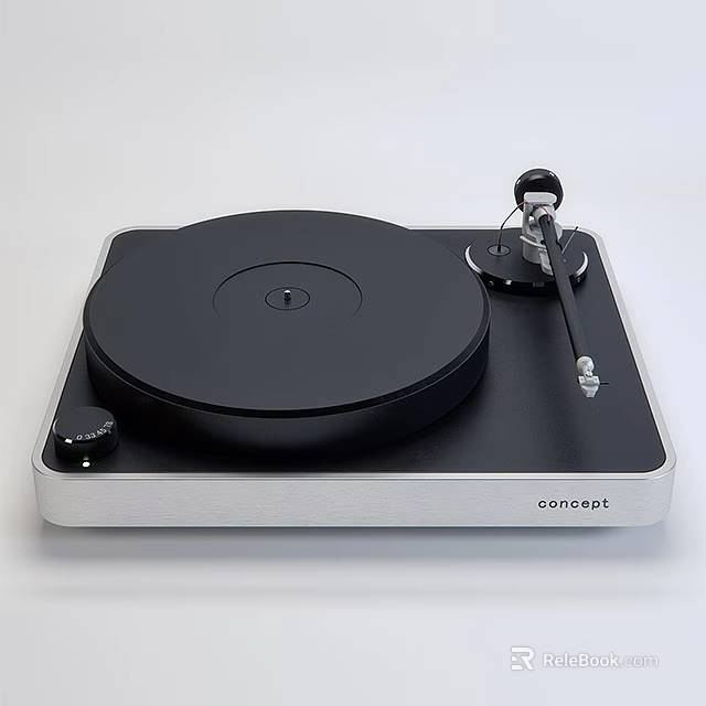 Coneast Audio Turntable with Black Platter Silver Base and Tonearm Control Knob 3d model 