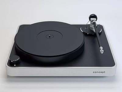 Coneast Audio Turntable with Black Platter Silver Base and Tonearm Control Knob 3d model
