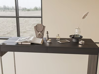 Perfume Cosmetics On Modern Vanity Table With Decor 3d model