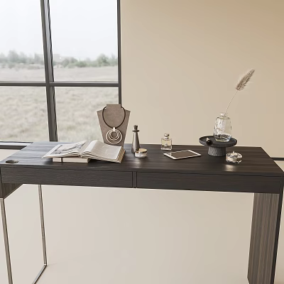 Perfume Cosmetics On Modern Vanity Table With Decor 3d model