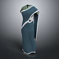 Stylish Dark Blue Robe with White Trim and Green Collar Details
