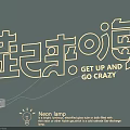 Decorative Neon Lighting Combination with Get Up Go Crazy Text Design 3d model