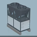 Industrial Equipment Outdoor Unit With Dual Fans Grid Casing Gray And White Design Base Stand
