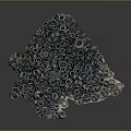 Tire Sculpture With Stacked Tires And Green Plants On Dark Background