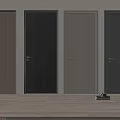 Modern Hinged Doors Interior With Various Colors Wood Texture And Door Handles