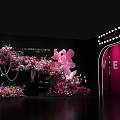 Stylish Photo Spot with Pink Flowers Lighted Archway ME Lettering on Wall and Decorative Lights