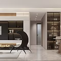 Modern Living Dining Room Interior With Blue Velvet Sofa Glass Coffee Table And Decorative Art