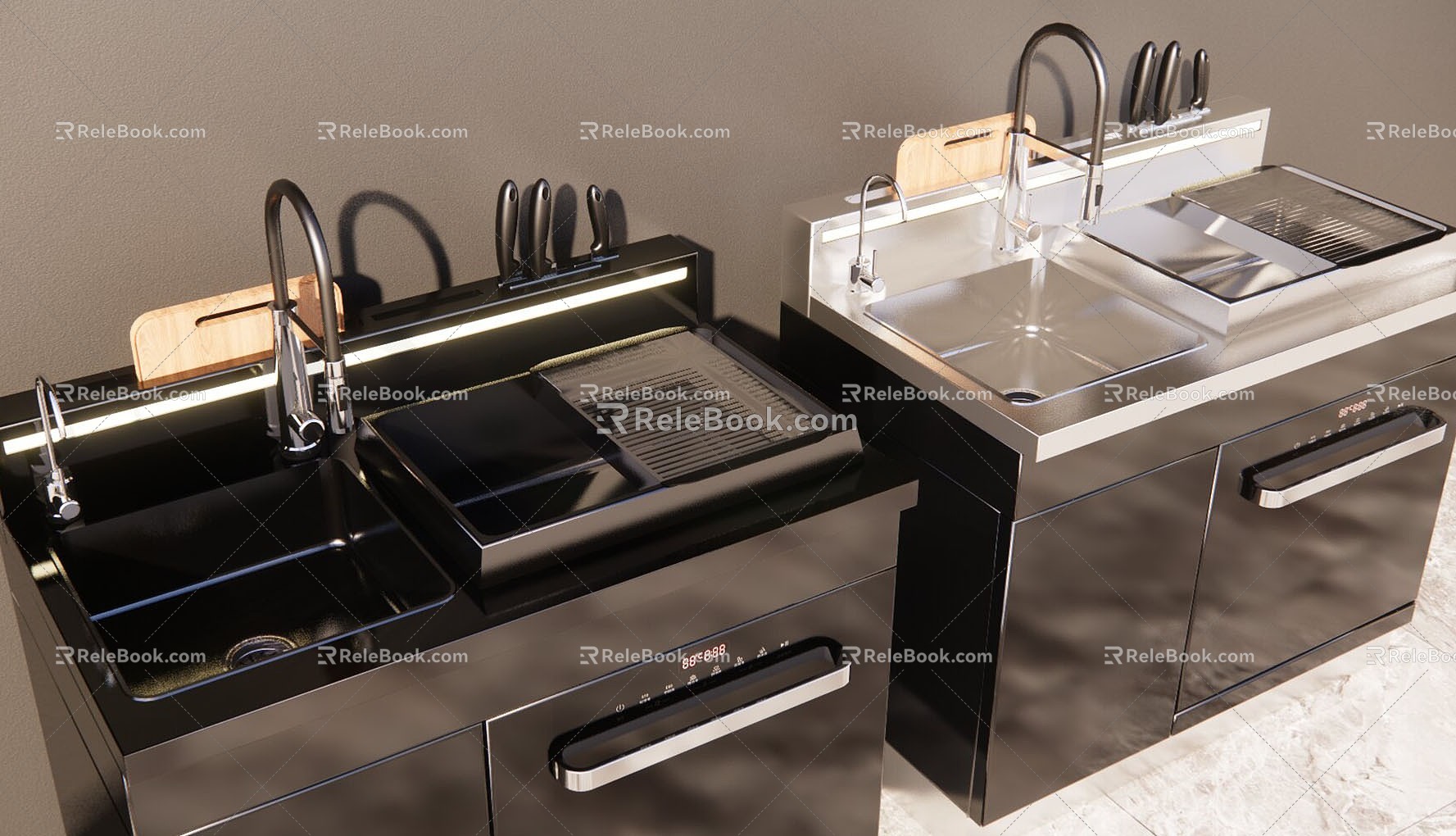 Dishwasher Integrated sink Integrated sink Dishwasher 3d model