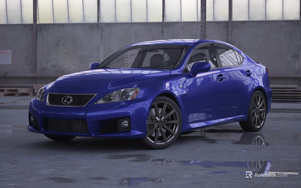 Blue Lexus Sporty Sedan With Shiny Exterior And Alloy Wheels In Indoor Showroom 3d model 