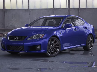 Blue Lexus Sporty Sedan With Shiny Exterior And Alloy Wheels In Indoor Showroom 3d model