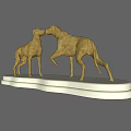 Decorative Ornament Set With Two Dog Figurines On White Base For Home Decor