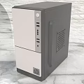 Modern Gray And White Desktop Computer Tower With Front USB Ports And Side Ventilation Holes