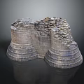 Ancient Stone Fortress Ruins With Circular Pedestals And Scattered Stones