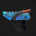 Futuristic Sci Fi Weapon With Blue Orange Glowing Accents And Mechanical Design