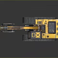 Yellow Tracked Excavator with Front Bucket and Black Cab as Heavy Machinery