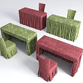 Conference Tables with Red and Green Tablecloths and Matching Chairs for Office Meeting Room