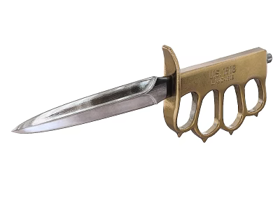 Vintage USMC 1918 Brass Knuckles Knife With Silver Blade And Historical Design 3d model
