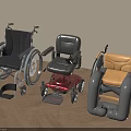 Medical Equipment Featuring Manual and Electric Wheelchairs in Black Red and Yellow for Mobility Assistance