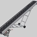 Industrial Inclined Mobile Conveyor Belt With Black Ribbed Surface And Metal Frame