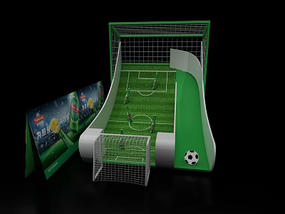 Football Themed Playground Equipment Featuring Slide Goal Nets Soccer Ball Elements And Drink Image Billboards 3d model