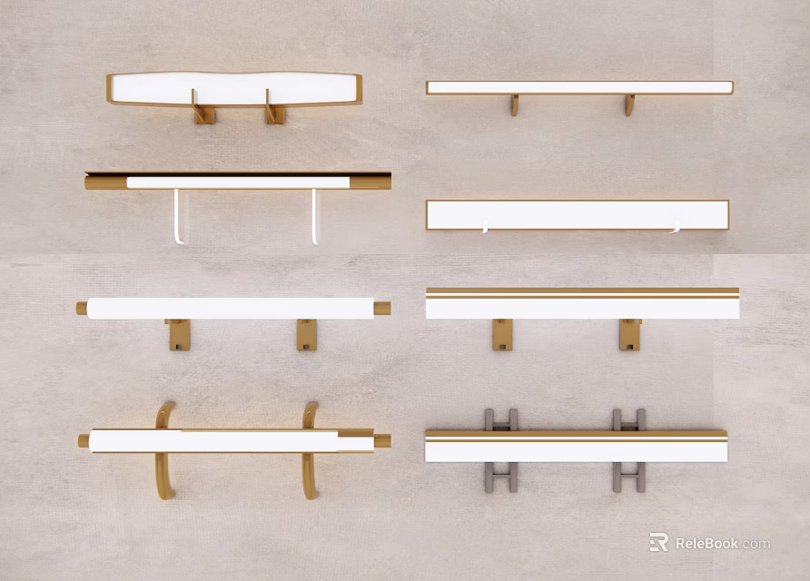Modern Minimalist Wall Lamps With Metal Strip Design In Gold White Grey For Interior Decoration 3d model 