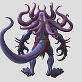 Game Movie Fantasy Monster Character With Purple Tentacles And Sharp Claws