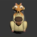 Cartoon Animal Character 3D Model With Orange Striped Body Gray Bushy Tail Holding Brown Nut 3d model