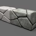 Rustic Stone Wood Decorative Bench With Irregular Shaped Blocks And Natural Texture 3d model