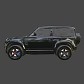 Black Land Rover Defender SUV With Rugged Exterior Design And Black Alloy Wheels