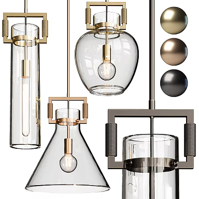Modern Elegant Pendant Lights With Glass Shades And Metal Frames For Home Decor 3d model