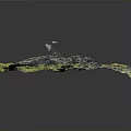 Wood Stone Natural Landscape 3D Model with Green Vegetation and Rock Texture
