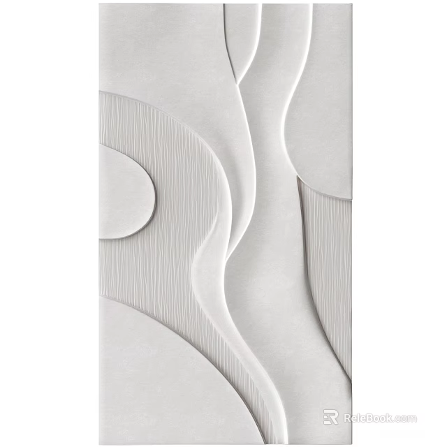 Modern Abstract Wall Hanging With White Wavy Lines And Striped Patterns 3d model 
