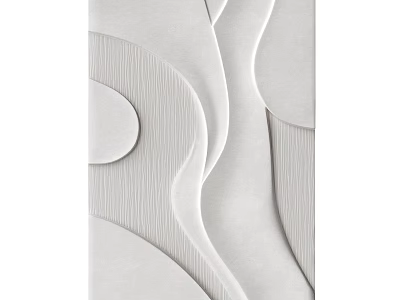 Modern Abstract Wall Hanging With White Wavy Lines And Striped Patterns 3d model