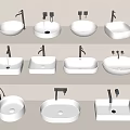 Various Modern Ceramic Bathroom Washbasin Designs with Faucets and Shapes