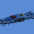 Modern Architectural 3D Model With Wavy Roof And Colored Structures On Top 3d model