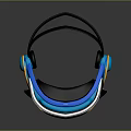 Blue And Gray Safety Face Shield With Transparent Visor And Black Headband