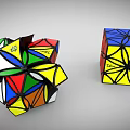 Colorful Rubik's Cubes Display Twisted Intricate Geometric Shapes And Complete Cube
