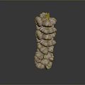 Fresh Garlic Bulbs Stacked in Vertical Arrangement on Dark Background