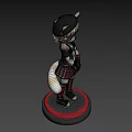 3D Cat Eared Character Model With Blonde Hair Hat Plaid Skirt And Tail